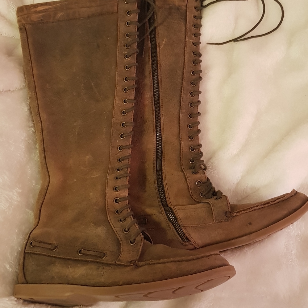 Bed|Stu "cloudburst" leather lace up zip boots